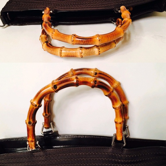 Gucci Brown  Woven Bamboo 2-way Tote - Picture 7 of 8
