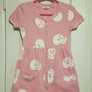 Betsey Johnson Pink Skull thermal baby doll dress