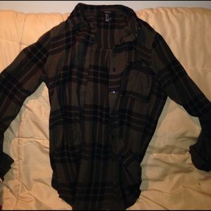 olive green and black flannel