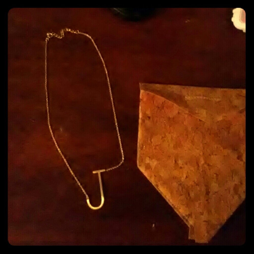 J Initial Gold Anthropologie Necklace