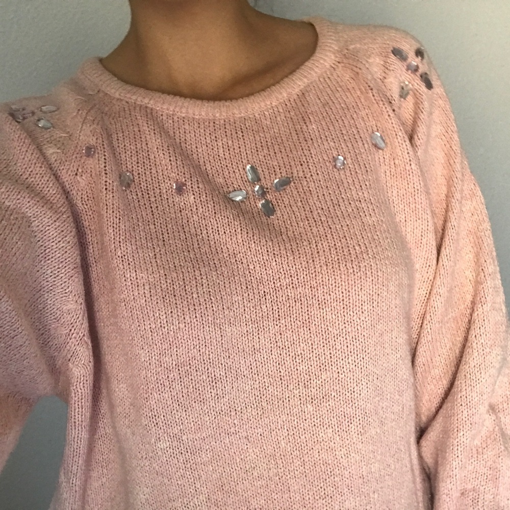 Light pink bejeweled sweater
