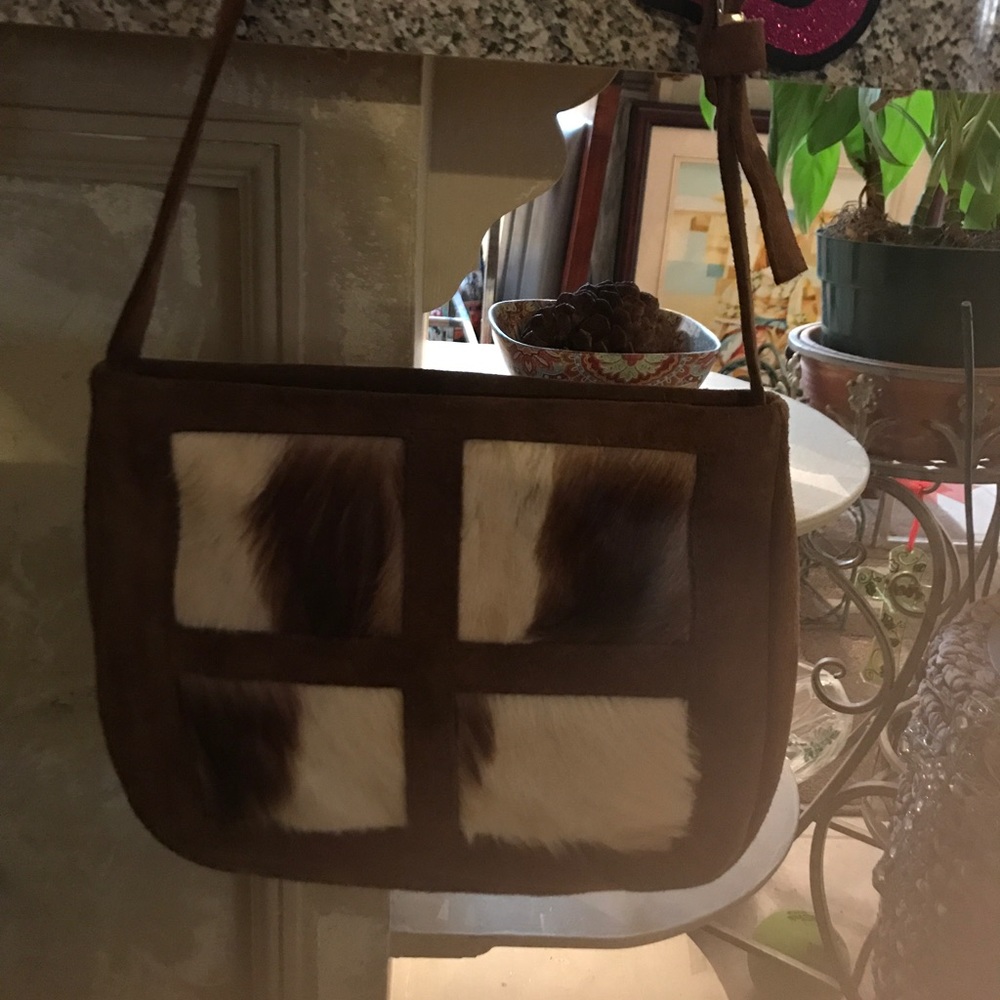 Gorgeous vintage suede and zebra fur bag!