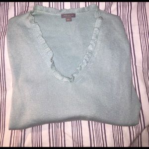 Ann Taylor Cashmere & Silk Ruffle Sweater
