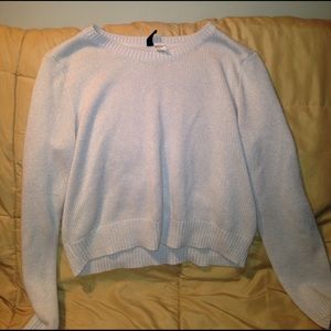 grey/baby blue cropped sweater