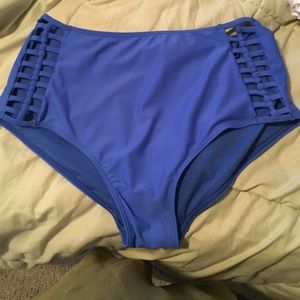 Blue bikini caged bottoms