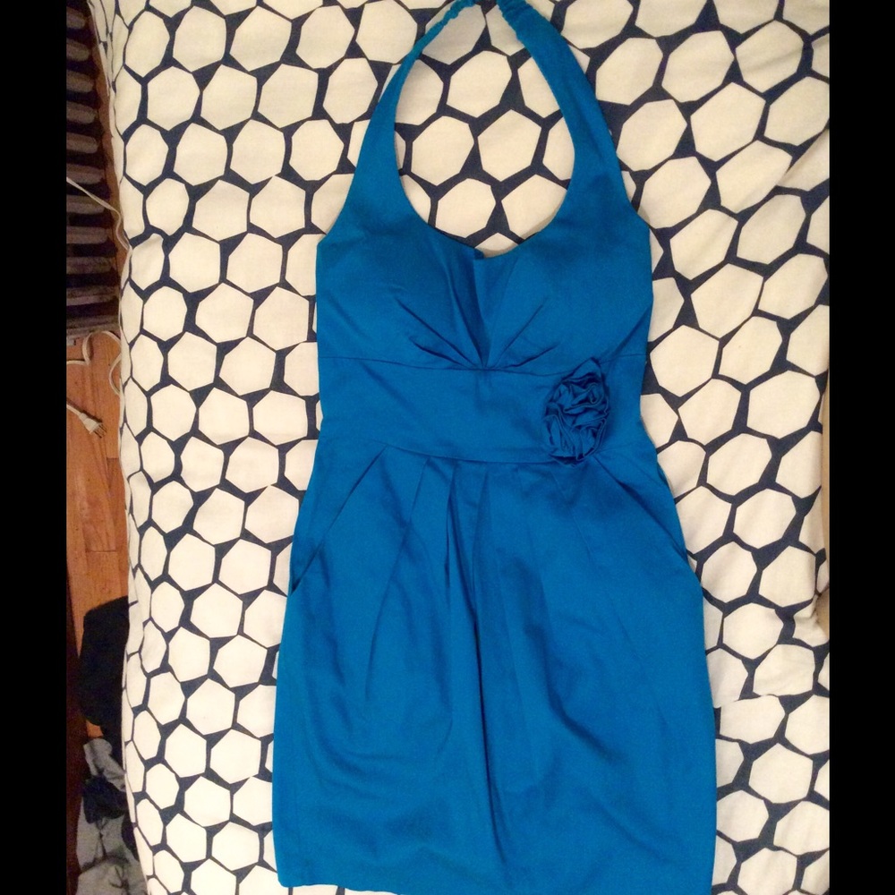 Aqua blue halter dress