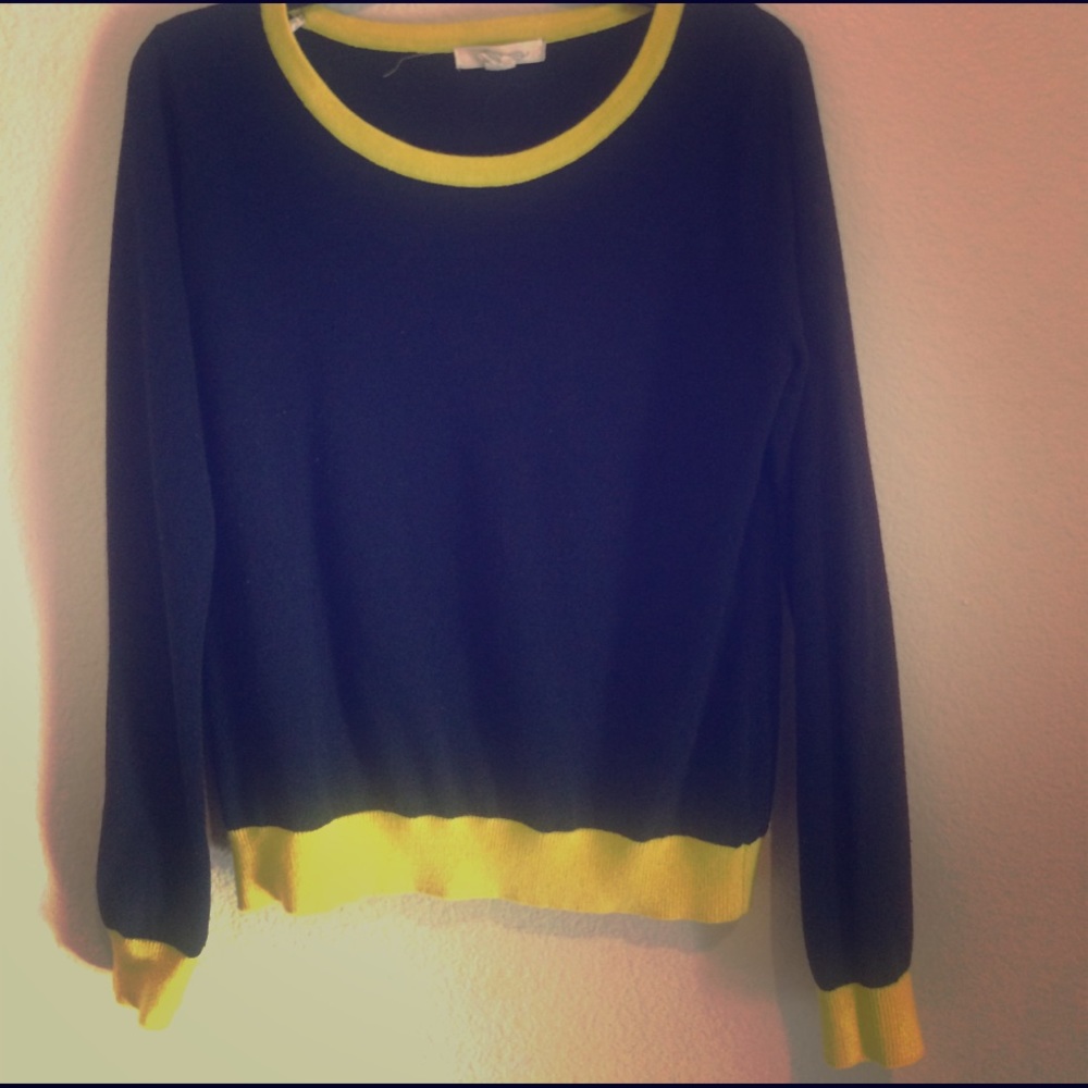 Navy Blue And Lime Green Sweater