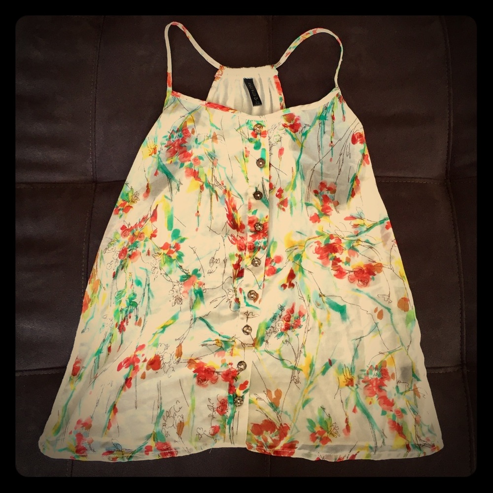 Full Tilt white and floral tank top