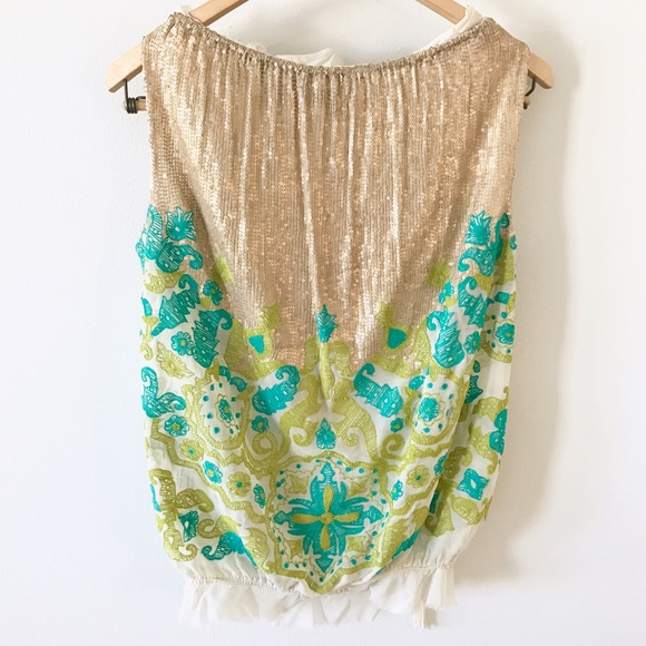 NWOT Anthropologie Glimmered Garden Silk Blouse - Picture 8 of 8