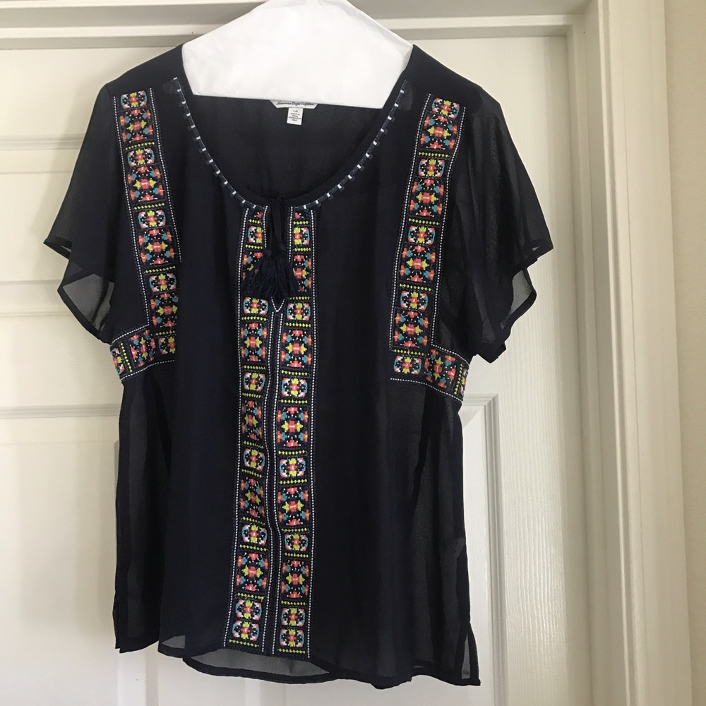 AEO boho shirt with embroidery size Large