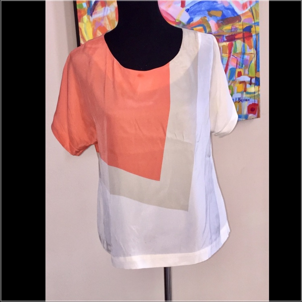 Silk color block blouse
