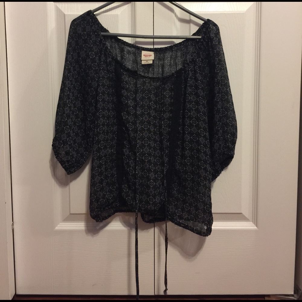 sheer quarter sleeve blouse