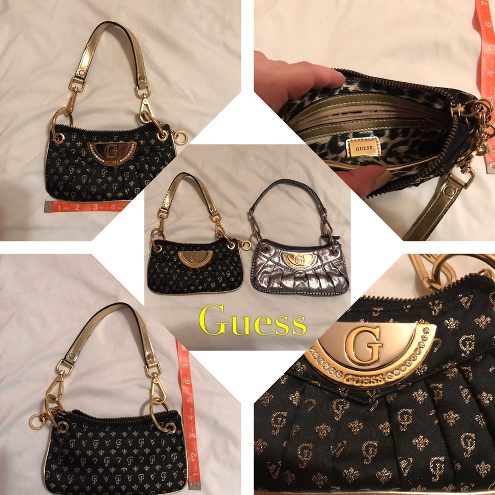 NWOT guess black & gold bag