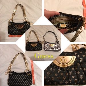 NWOT guess black & gold bag