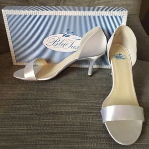 Blue Tux Hannah D'orsay White Satin Shoes