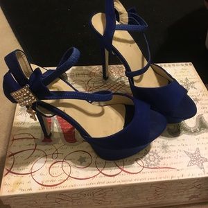 Blue rhinestone platforms