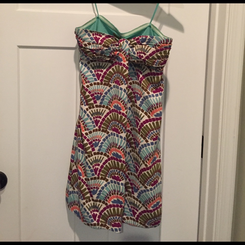 NICOLE MILLER patterned strapless dress size P