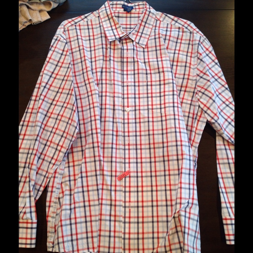 Red and blue plaid dress shirt XXL