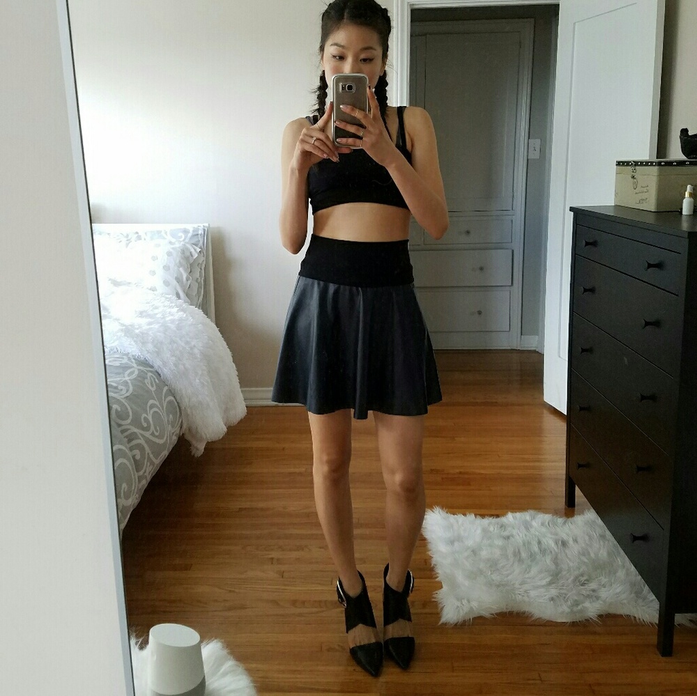Faux Leather Skater Skirt
