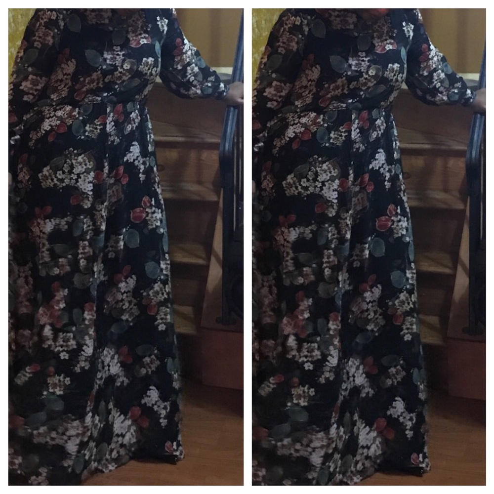 Full length chiffon floral dress