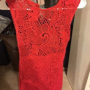 Red lace mini dress