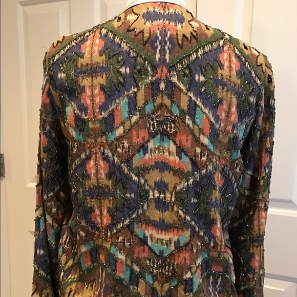 Zara Aztec Beaded Bomber Jacket Size S - Picture 3 of 6