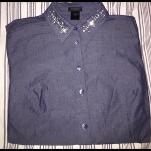 Ann Taylor Sparkle Chambray Button Down