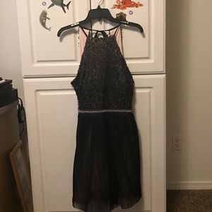 Prom girl pink and black homecoming dress