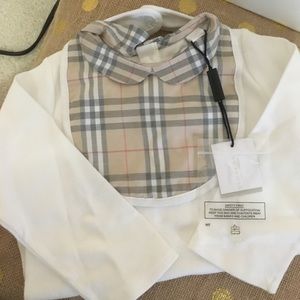 Burberry onesie with bin and hat!