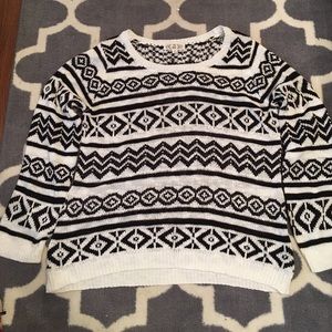 Cozy tribal print plus size sweater