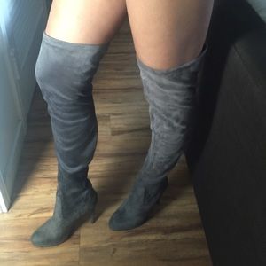 Over the Knee Suede Grey Boots