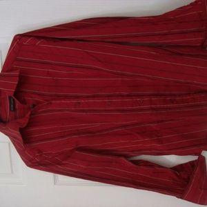 Lady Red Striped Blouse Size Small