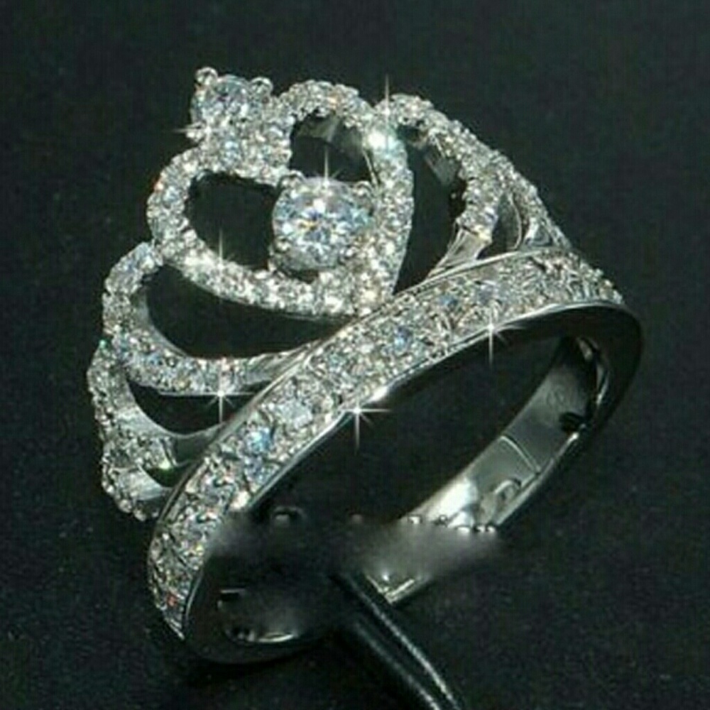 Ring Crown Heart Natural white sapphires - Picture 3 of 8