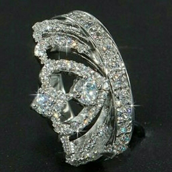 Ring Crown Heart Natural white sapphires - Picture 4 of 8