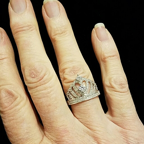 Ring Crown Heart Natural white sapphires - Picture 7 of 8