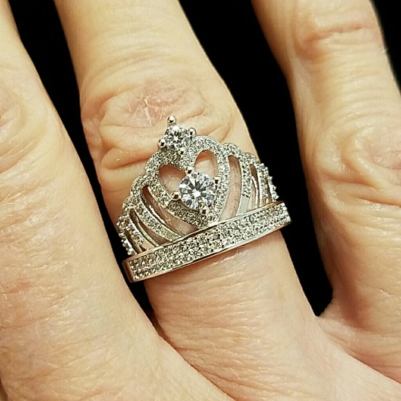 Ring Crown Heart Natural white sapphires - Picture 8 of 8