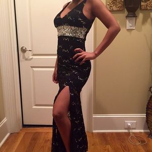 Black and Silver Long Prom/Formal Dress
