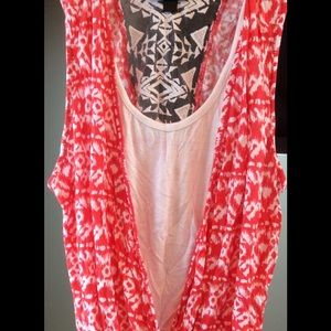 Orange and white printed sleeveless top