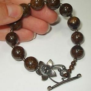 Silpada  .925 Brown Bronzite 12mm Bead Bracelet