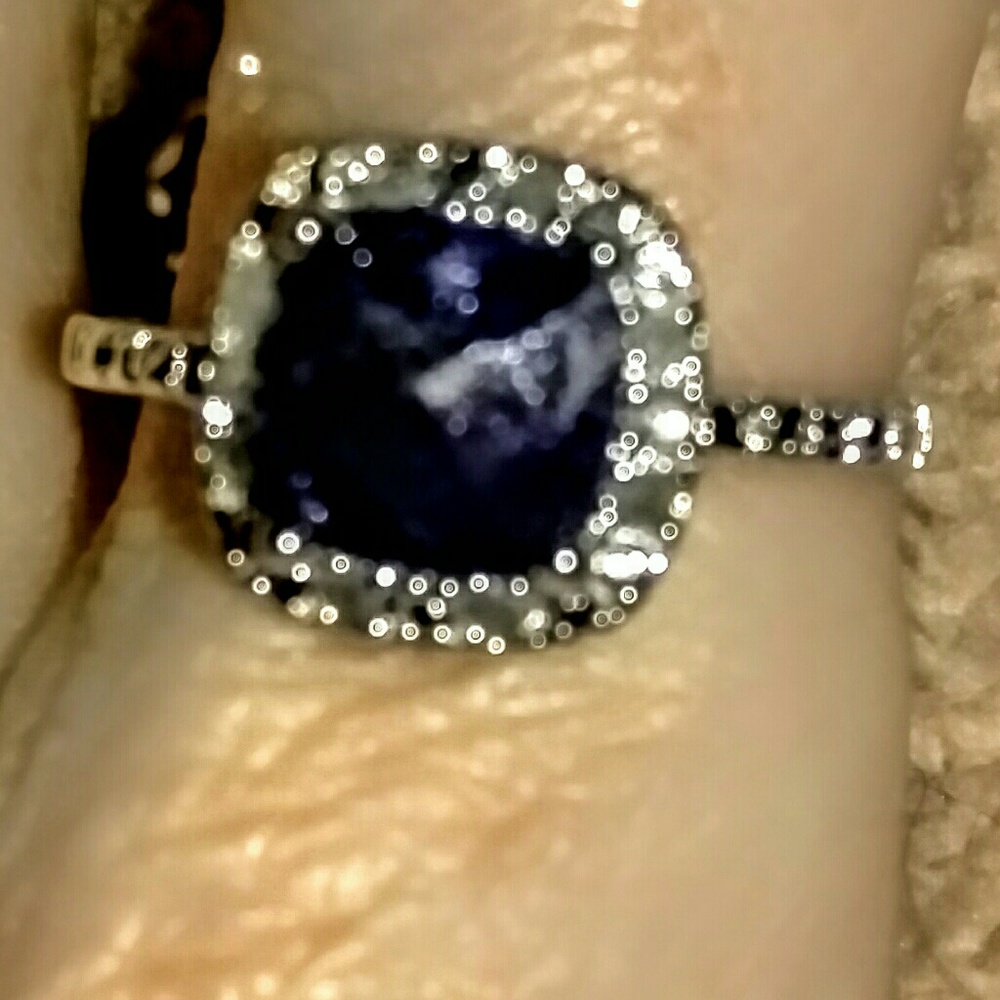 Genuine diamonds and Sapphire on Sterling Silver