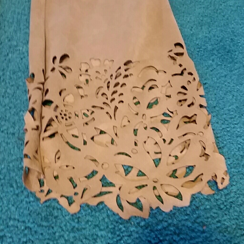 Faux suede laser cut pants