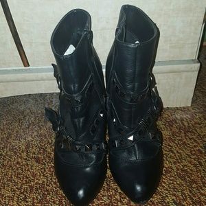 Studded high heel booties