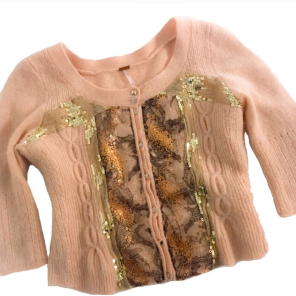 Free People light pink embellished sweater!