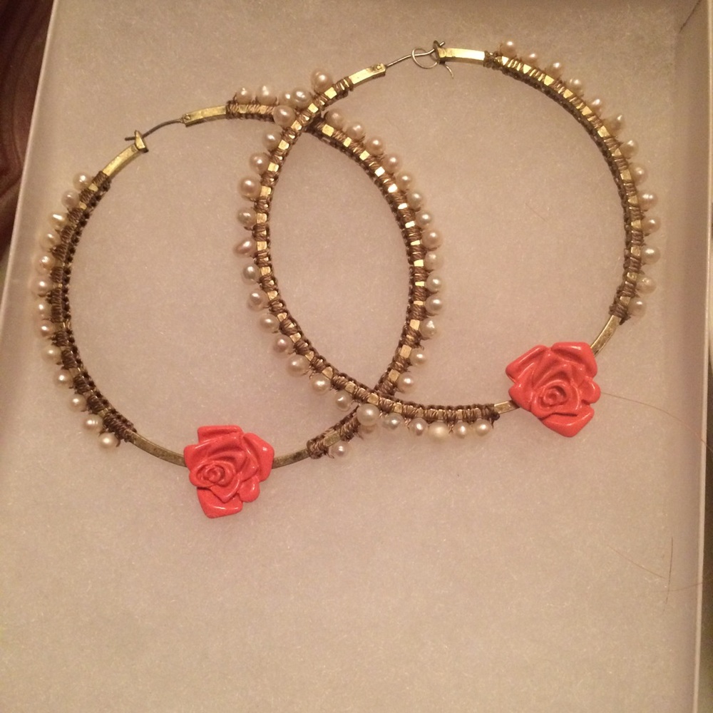 Betsey Johnson Vintage Style Large Hoop Earrings