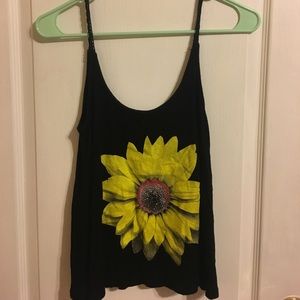 Black daisy crop top