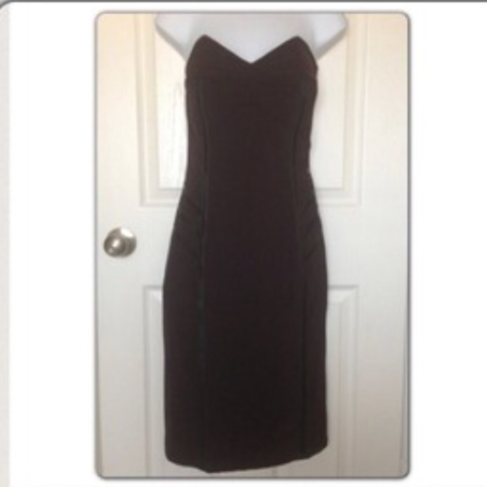 Black Brown Sweetheart Dress with Blue Trims