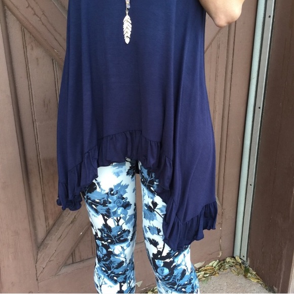 Navy Ruffle High/Low Tunic - Picture 2 of 3