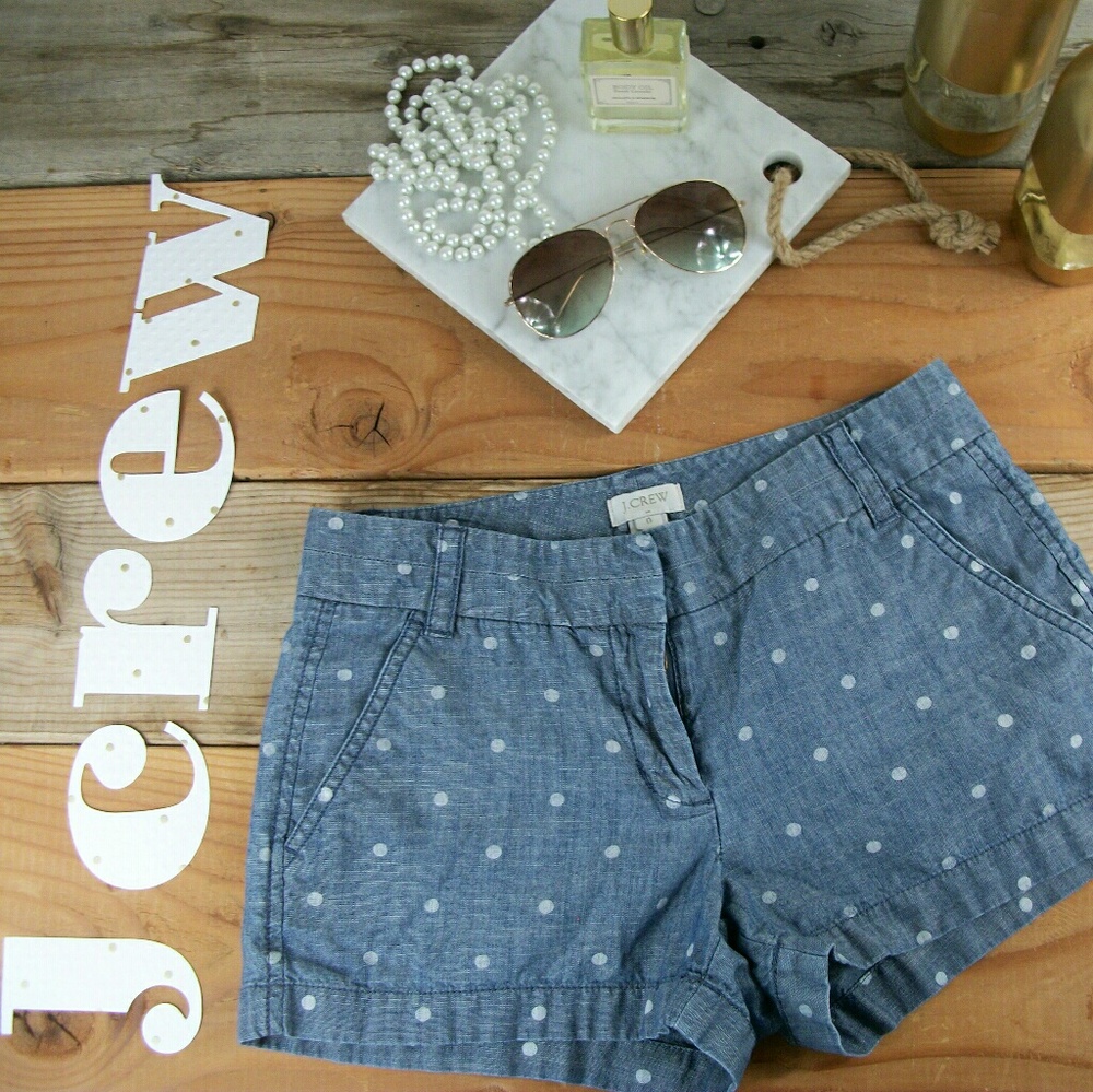 J. Crew Polka Dot Chambray Shorts