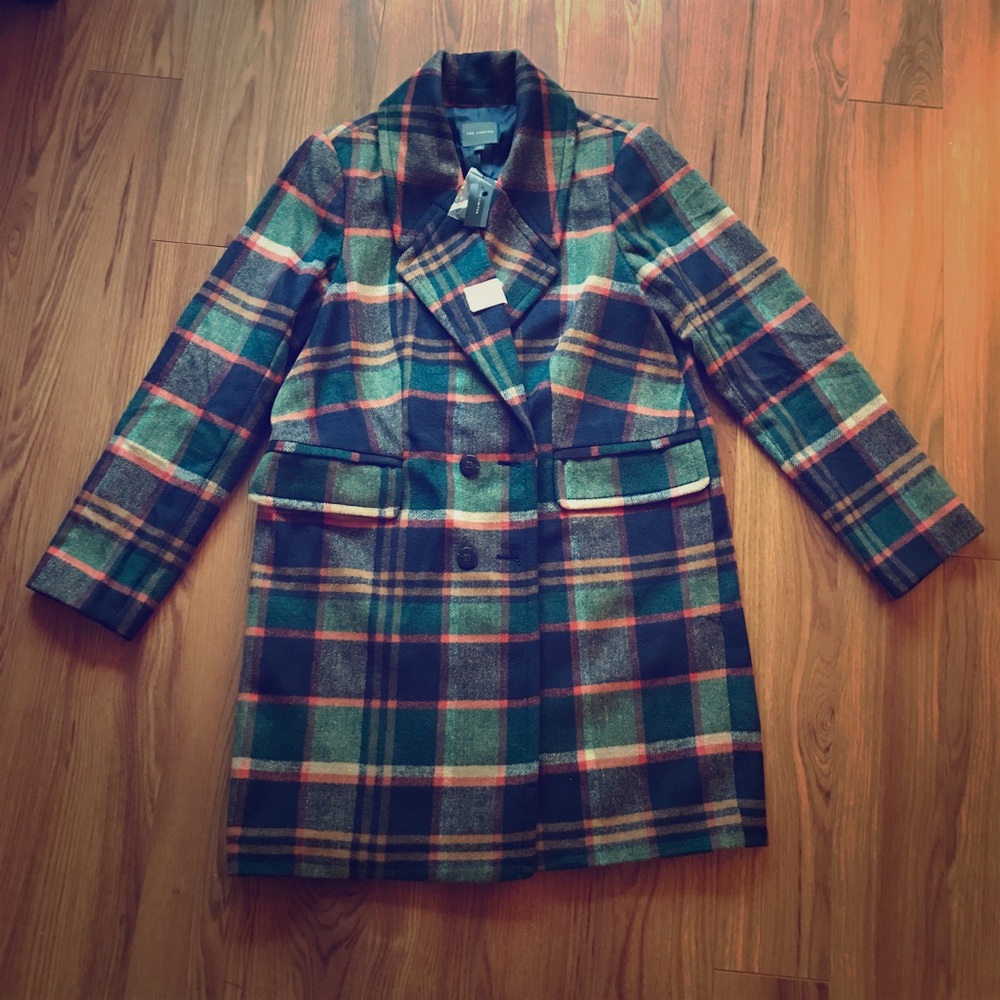 NWT The Limited Plaid DoubleBreasted Peacoat