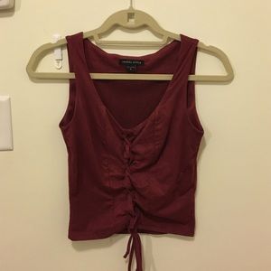 Faux Suede Rust Kendall & Kylie Lace Up Top